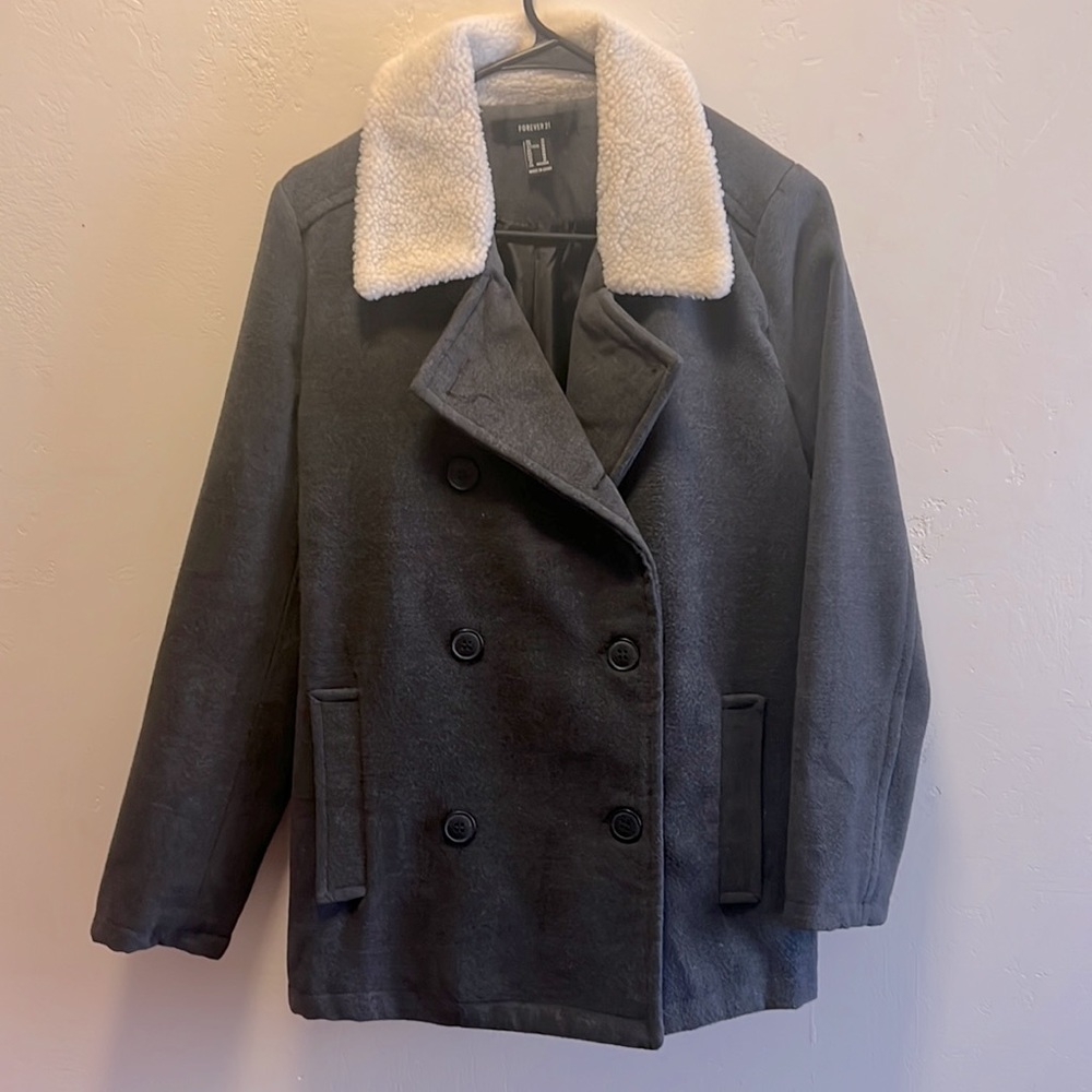 Peacoat with shearling collar